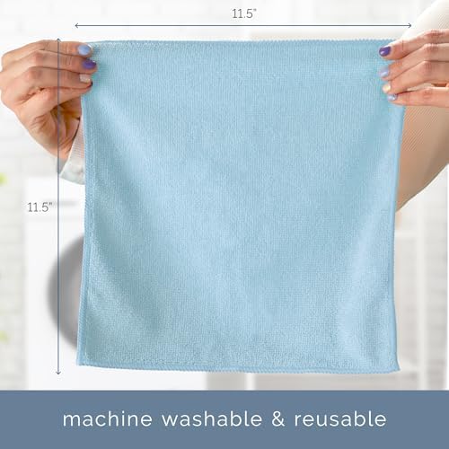 S&T INC. Microfiber Cleaning Cloth, 50 Pack, 11.5" x 11.5", Light Blue - Image 6