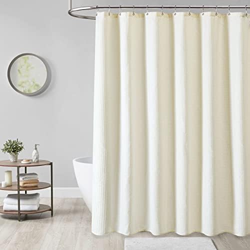 Dynamene Waffle Shower Curtain 256 GSM Heavy Duty Fabric 72x72 Cream/Ivory - Image 6
