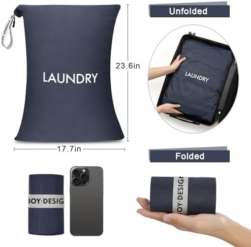 WiseBoy 2 Pack Dirty Laundry Travel Bag, Nylon Travel Dirty Clothes Bag - Image 2