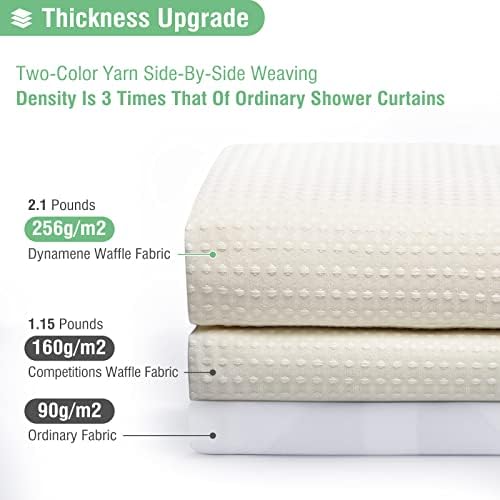 Dynamene Waffle Shower Curtain 256 GSM Heavy Duty Fabric 72x72 Cream/Ivory - Image 2
