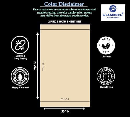 GLAMBURG 700 GSM Premium Cotton 2-Pack Oversized Extra Large Bath Sheets - Image 5