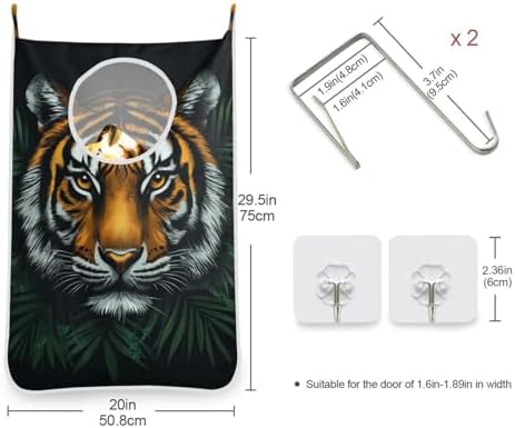 2PCS Hanging Laundry Hamper Bag Over the Door Laundry Hamper Wall Hamper Large - Image 3