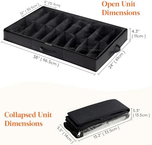 Lifewit Under Bed Shoe Storage Organizer 2 Pack, 4.3 Inches Profile Fabric - Image 4