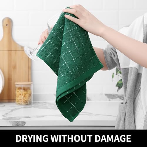 Homaxy 100% Cotton Terry Kitchen Towels, 8 Pack, Dark Green - Image 4