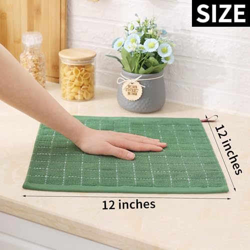Homaxy 100% Cotton Terry Kitchen Dish Cloths, 24 Pack, Grass Green - Image 5