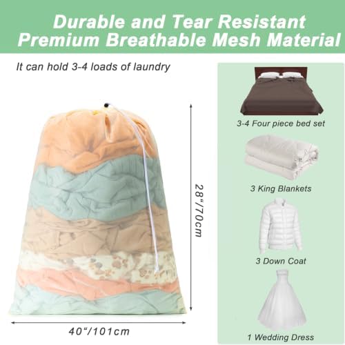 1 Pack Mesh Travel Laundry Bag 28" x 40"Extra Large Dirty Clothes Organizer - Image 2