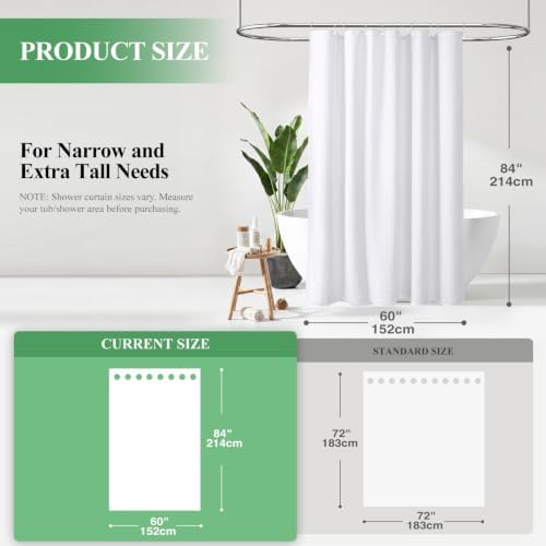 Dynamene Stall Waffle Shower Curtain 256 GSM Heavy Fabric 60x84 White - Image 2