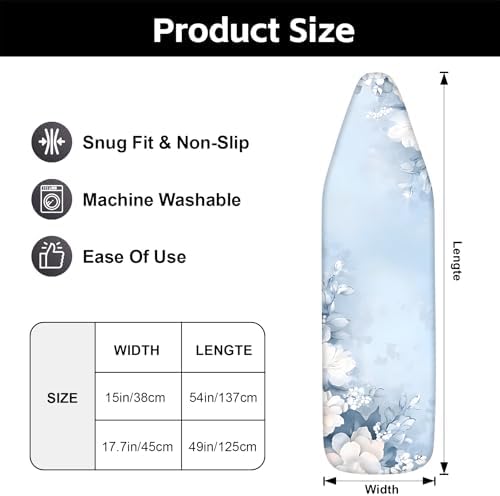 Floral Ironing Board Cover 17.7"x49", Standard Size Iron Board Covers - Image 3