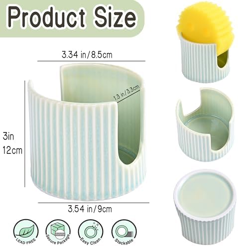 Ceramic Sponge Holder for Kitchen Sink, Quick Dry Sink Caddy Organizer - Image 3