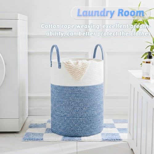 Laundry Basket, Woven Cotton Rope Laundry Hamper, 40L - Image 5