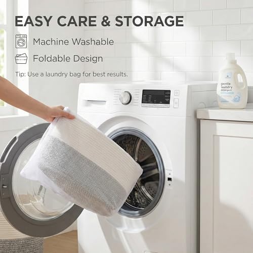 JMvicyroam 115L Extra Large Machine Washable Cotton Rope Blanket Basket - Image 5