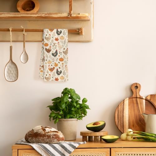 Fall Farmhouse Chicken Rooster Kitchen Hand Towels 16x24 Inch - Image 4