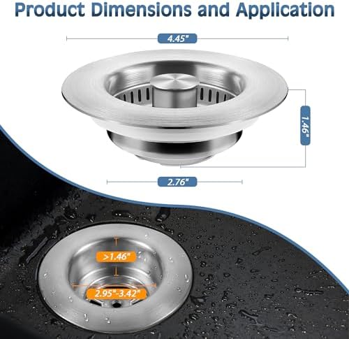 Kitchen Sink Drain Strainer 4 Pack, 304 Stainless Steel Pop Up Sink Stopper - Image 5