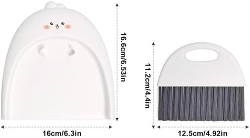 1 Set White Cute Broom and Dustpan Set, Mini Dustpan and Brush Cleaner Set - Image 2