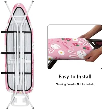 GLENLCWE Pink Rabbit Strawberry Ironing Board Cover Padding - Image 4