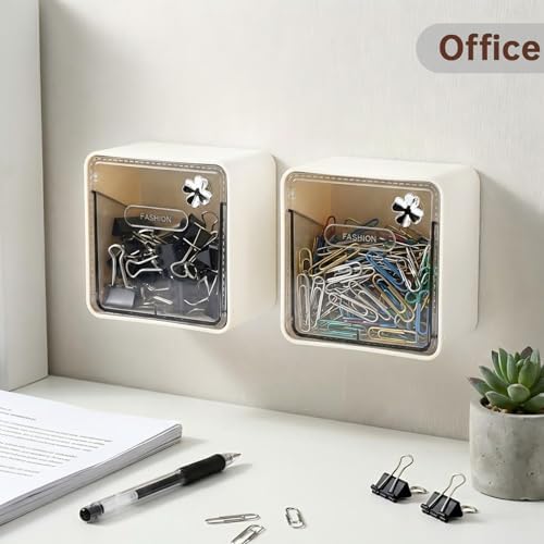 DASITON Wall Mounted Qtip Holder Dispenser, Adhesive No Drilling Cotton Swab - Image 4