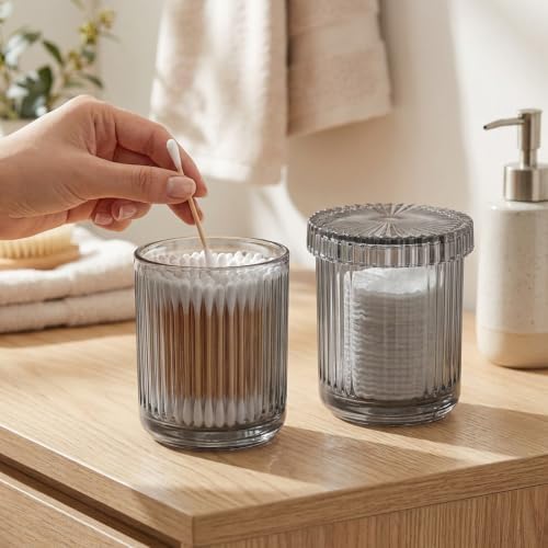 rejomiik Thick Glass Qtip Holder Apothecary Jars - Image 3