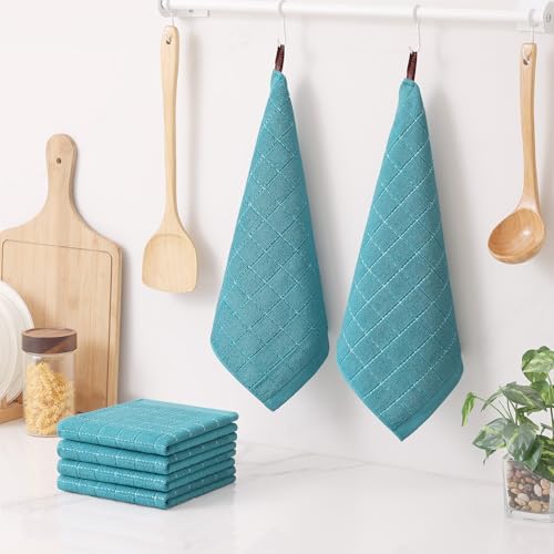 Homaxy 100% Cotton Terry Kitchen Dish Cloths, 6 Pack, Lake Blue - Image 6