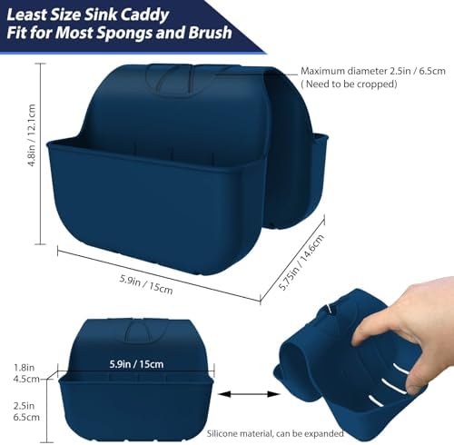 Sponge Holder for Kitchen Sink, Silicone Sink Saddle Caddy Organizer Rack - Image 3