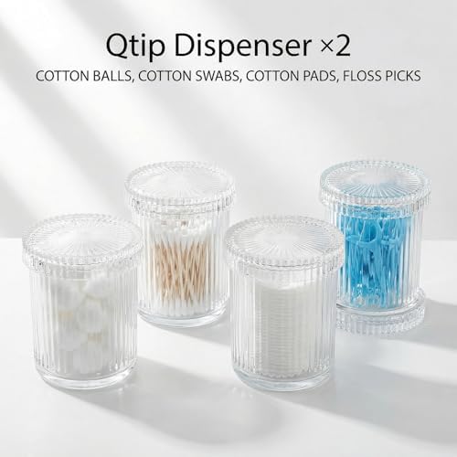 rejomiik Thick Glass Qtip Holder Apothecary Jars - Image 5