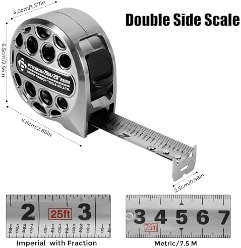 2PCS Tape Measure 25Ft/7.5M Double Side Scale Metric/Imperial Mesuring Tape - Image 6