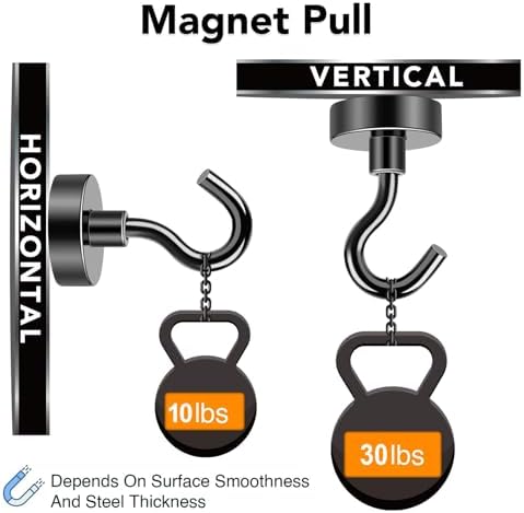 MIKEDE Black Magnetic Hooks Heavy Duty 30 LBS Strong Magnets - Image 2