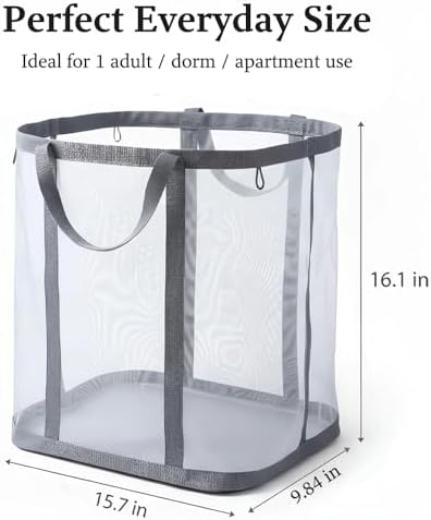 Wall-Mounted Foldable Laundry Basket, 41L Mesh Hamper, 2 Pack - Image 3