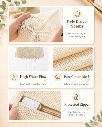 Mesh Laundry Bags for Delicates 4 Pack 4 Sizes – Pure Cotton Breathable - Image 3