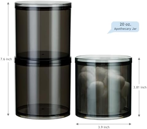 SheeChung 4 Pack Large 20oz Stackable Black Qtip Holder - Image 2