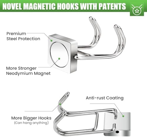 MIKEDE Magnetic Hooks 6Pcs 80lbs+ Magnet Hook Cruise Essentials Silver - Image 3