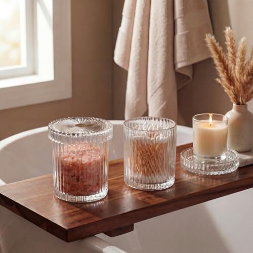 rejomiik Thick Glass Qtip Holder Apothecary Jars - Image 7