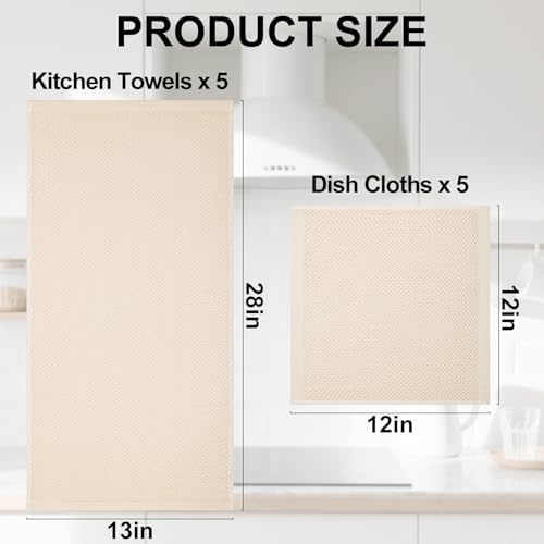 Homaxy 10 Pack 100% Cotton Kitchen Towels and Dishcloths Set - Image 4