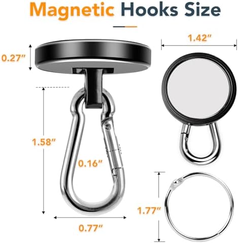 MIKEDE Magnetic Hooks Heavy Duty 150LB Strong Swivel Neodymium Magnets - Image 5