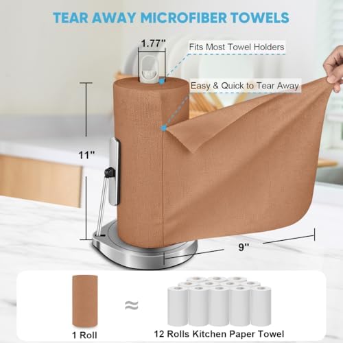AIDEA Microfiber Cleaning Cloth Roll-55 Sheets, Cleaning Rags 11×9" Brown - Image 2