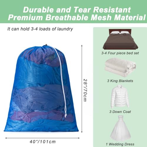 1 Pack Mesh Travel Laundry Bag 28" x 40"Extra Large Dirty Clothes Organizer - Image 2