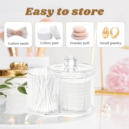 Cotton Swab & Pad Holder with Dustproof Lid, Dual-Compartment Organizer - Image 4