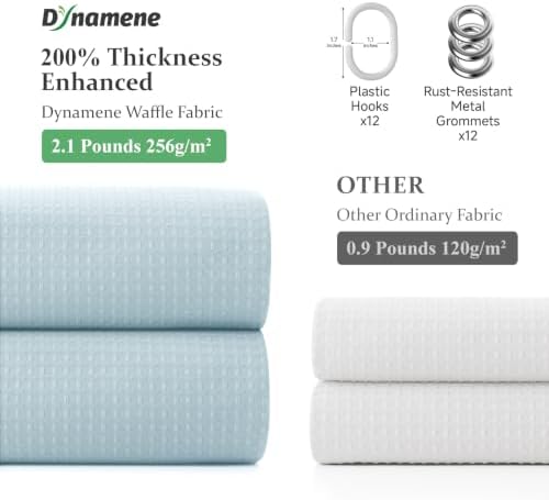 Dynamene Extra Wide Waffle Shower Curtain 256 GSM Fabric 108x72 Fog Blue - Image 5