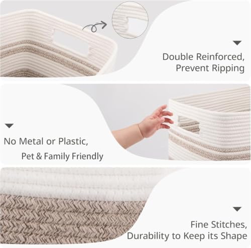 Rectangular Cotton Rope Laundry Hamper 80L Foldable Basket - Image 3