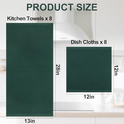 Homaxy 16 Pack 100% Cotton Kitchen Towels and Dishcloths Set - Image 4