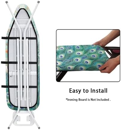 Peacock Thick Padding Ironing Board Covers Durable Stain Resistant Hook and - Image 4