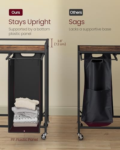 VASAGLE Laundry Sorter 3 Section, Rolling Cart - Image 5
