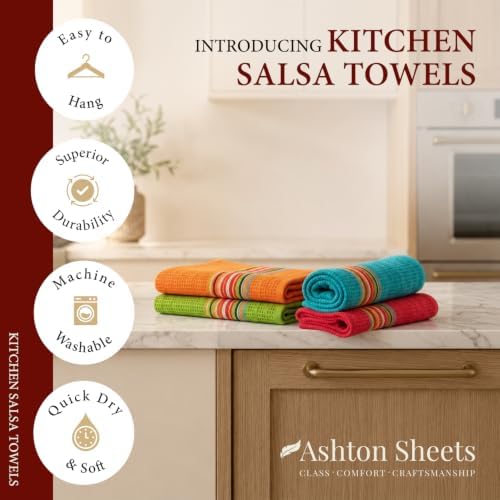 100% Cotton Salsa Kitchen Towels – 4 Pack Dish Towels, Kitchen Cleaning & Drying - Image 2