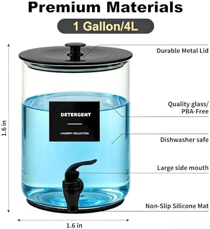 Glass Laundry Detergent Dispenser, 1 Gallon Large Liquid Soap 1Pack - Image 5