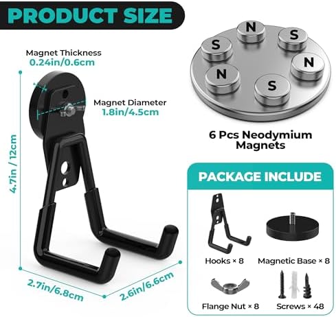Large Strong Magnetic Hooks Heavy Duty, Garage Magnet Hooks Strong Storage - Image 2
