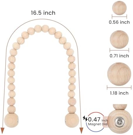 KLOGTSIND Magnetic Curtain Tiebacks, 2 Pack Wood Bead Curtain Holdbacks - Image 3