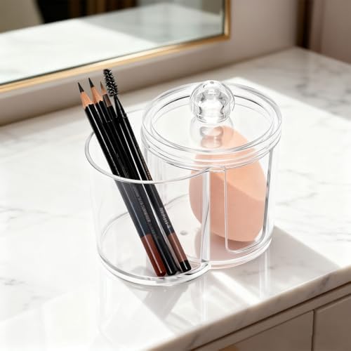 Cotton Swab & Pad Holder with Dustproof Lid, Dual-Compartment Organizer - Image 7