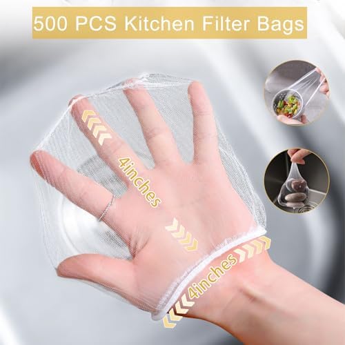 500 PCS Disposable Kitchen Sink Drain Strainer Mesh Bag - Image 3