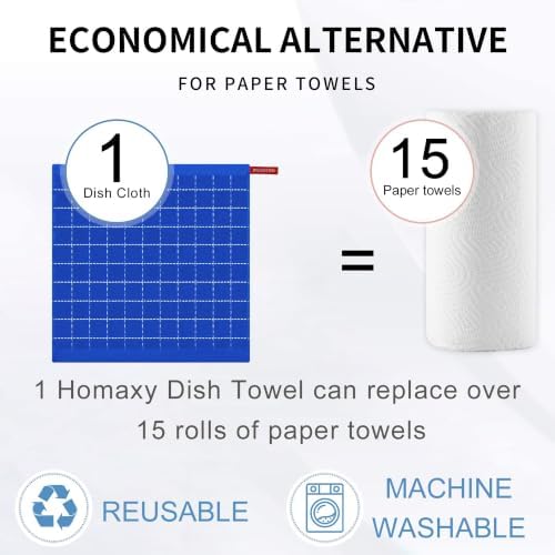 Homaxy 100% Cotton Terry Kitchen Dish Cloths, 12 Pack - Image 6