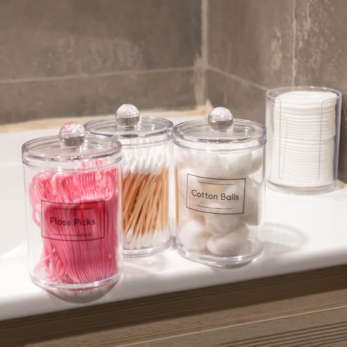 1 Pack Acrylic Qtip Holder Dispenser, Canisters Apothecary Jar Set, 12 oz - Image 7