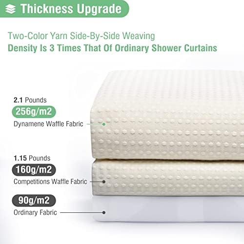 Dynamene Stall Waffle Shower Curtain 256 GSM Heavy Fabric 60x84 Cream/Ivory - Image 2